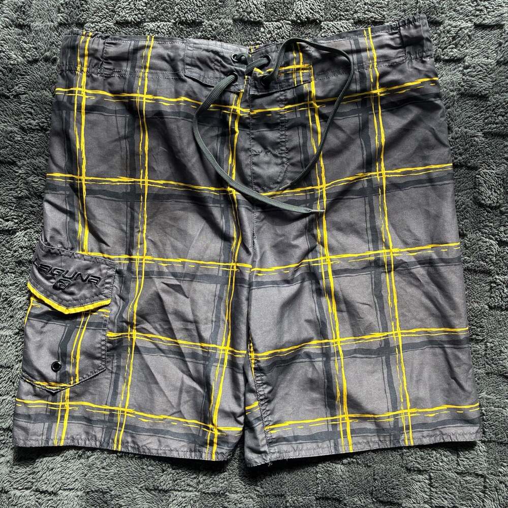 Laguna Plaid Board Shorts Y2K Surf Swim Trunks Small